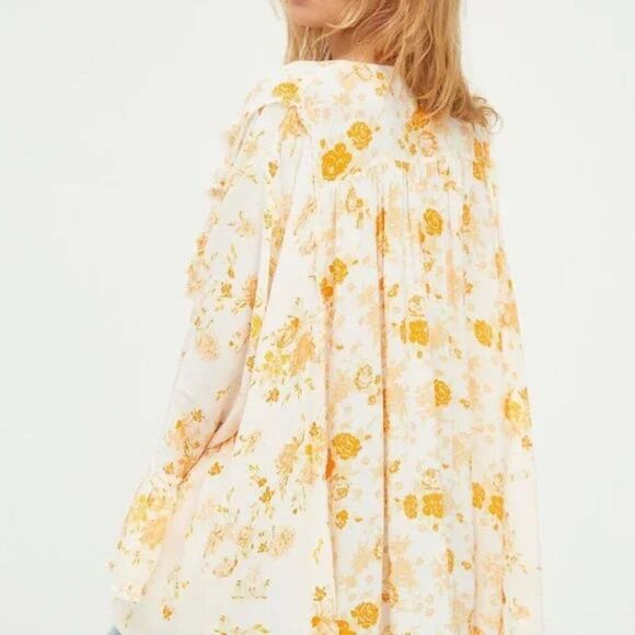 free people loretta printed oversized tunic in tea combo orange and white xs - Picture 3 of 11